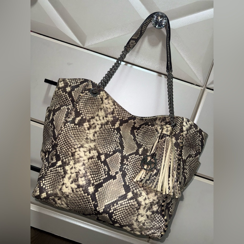 Large Snake Print Tote Bag Michael Kors